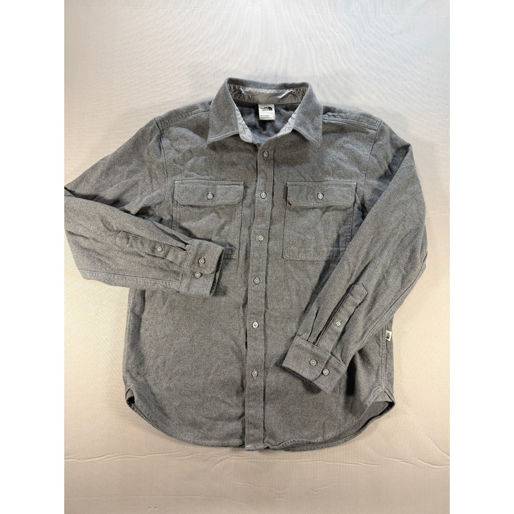 The North Face Mens Arroyo Flannel Shirt Gray Cotton Button Down NF0A4QPJ M